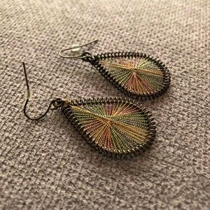 Brass Teardrop Thread Earrings